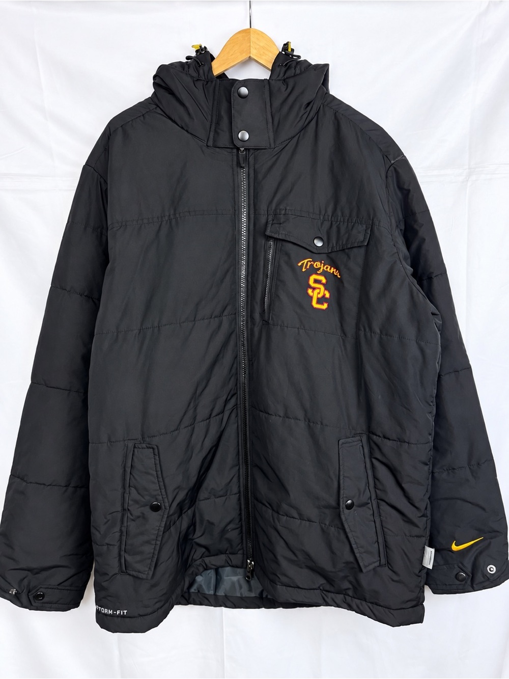 Vtg Nike Storm-FIT USC Trojans Heavy Winter Jacket Coat Men’s Large Black Hooded
